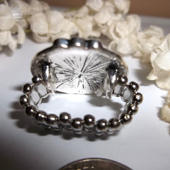 Pink and Silver Adjustable Ring Stretch Size Barbiecore Style Statement A950 - Picture 4 of 6